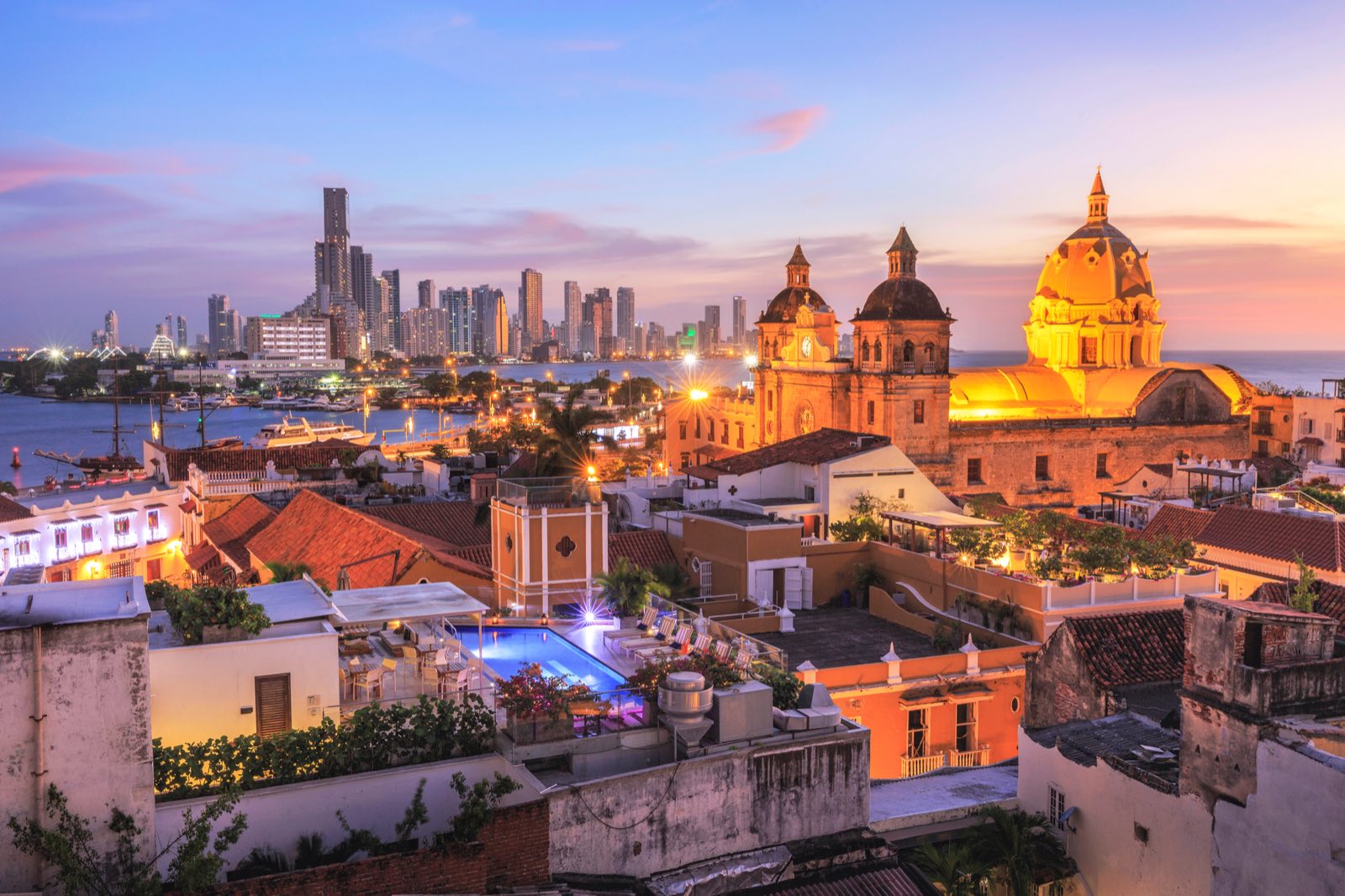 Cartagena old town at sunset