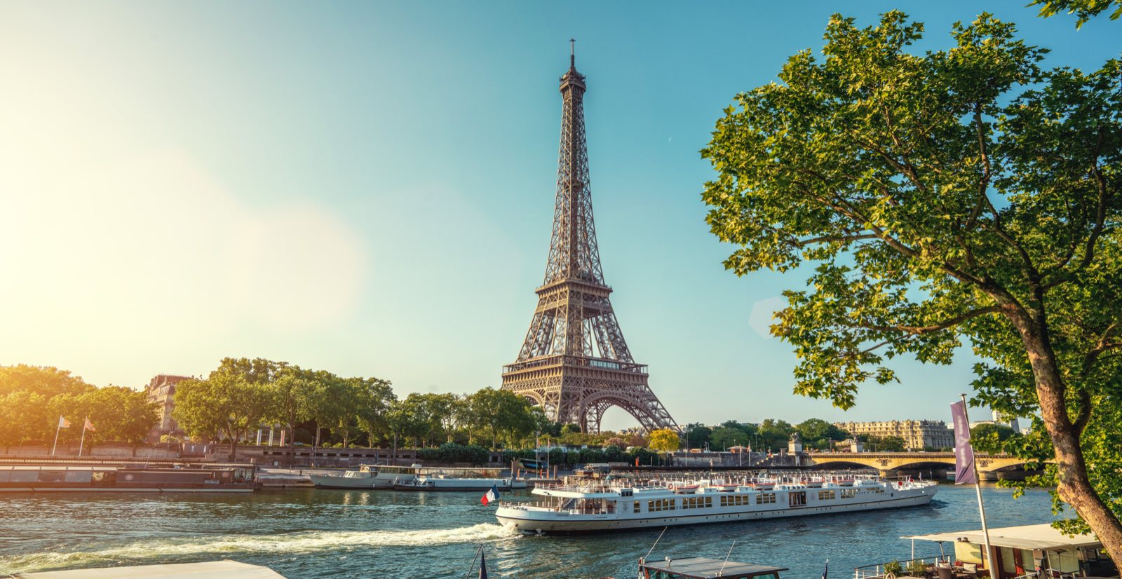 The Eiffel Tower and the Seine in Paris
