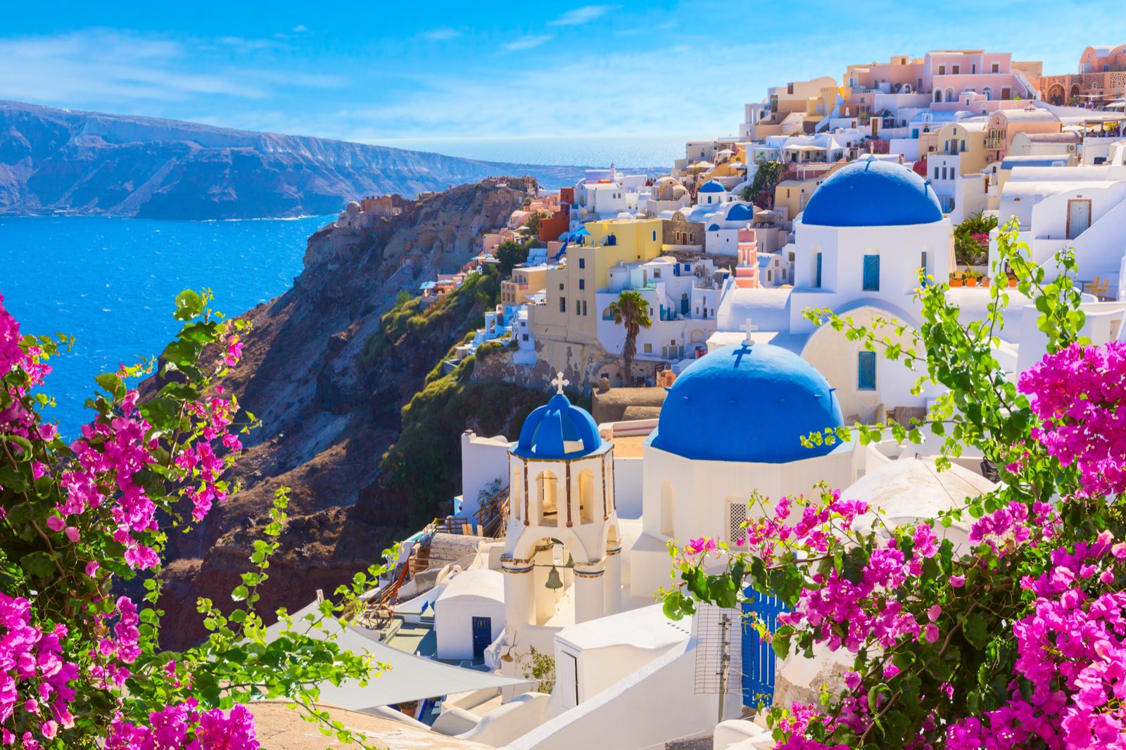 White houses and blue domes on Santorini