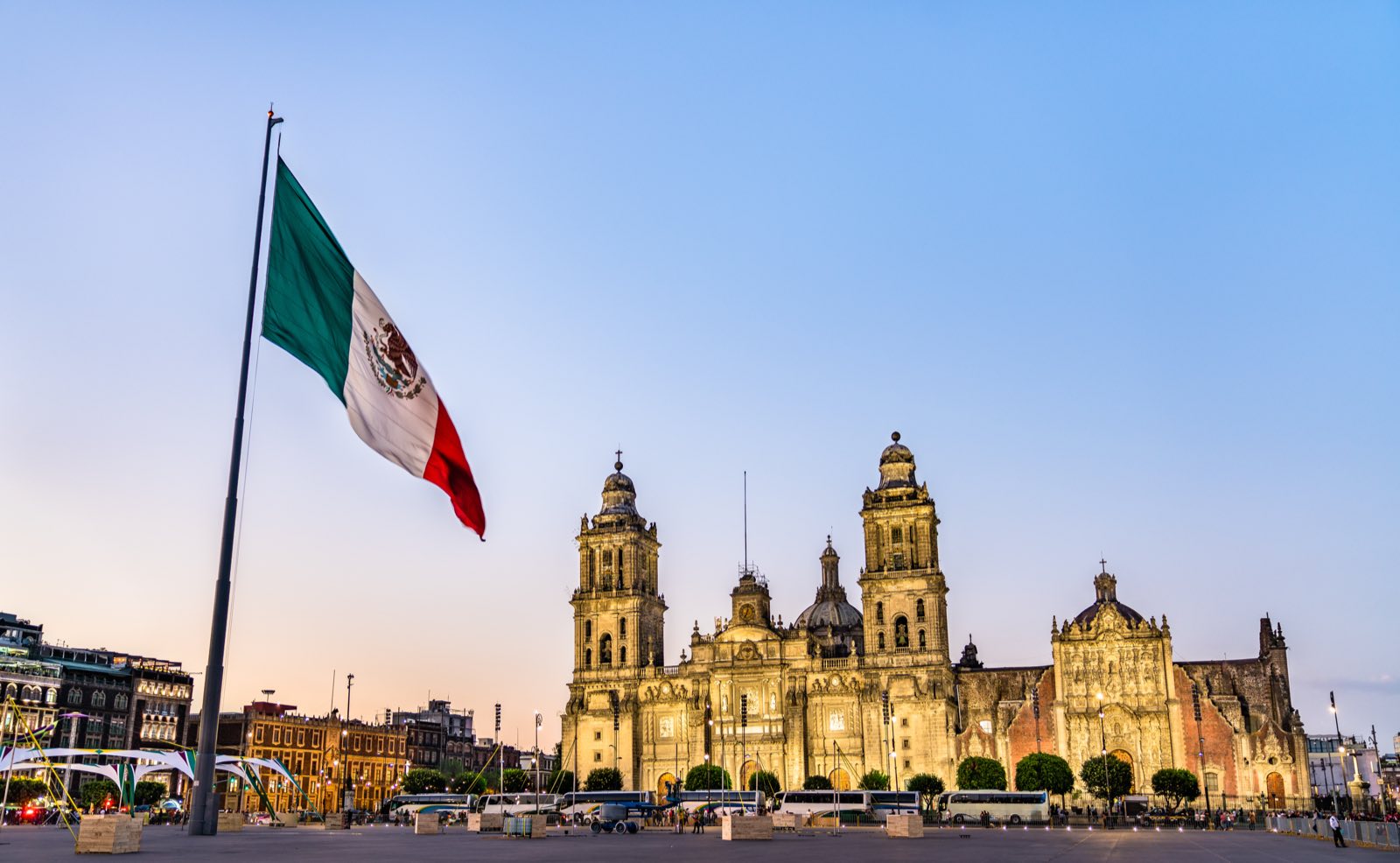 The Zรณcalo and the cathedral in Mexico City